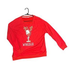 Winedeer Unisex XL Red‎ Reindeer Christmas Graphic Sweatshirt Pullover